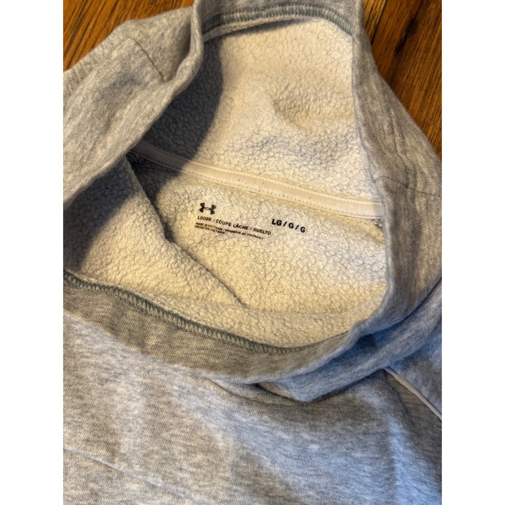 Under Armour Womens Funnel Neck Fleece Pullover Sweatshirt Gray Large Loose Fit - Picture 3 of 5
